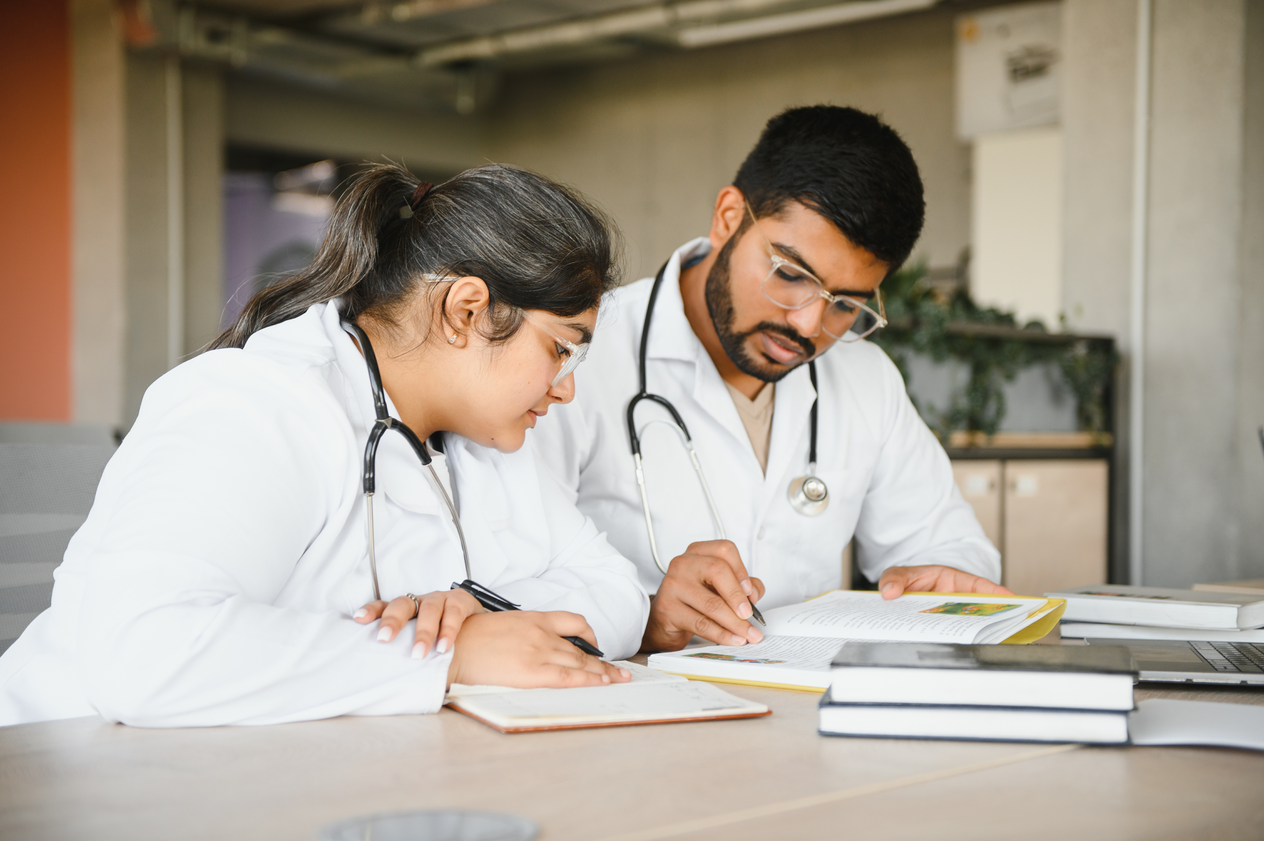 Medical students studying together