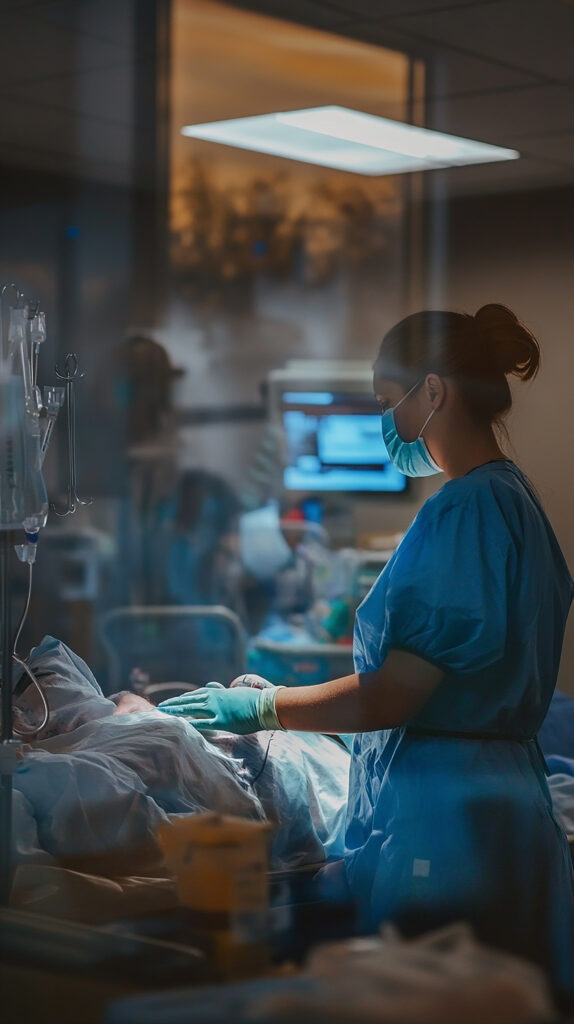Medical students observing a procedure